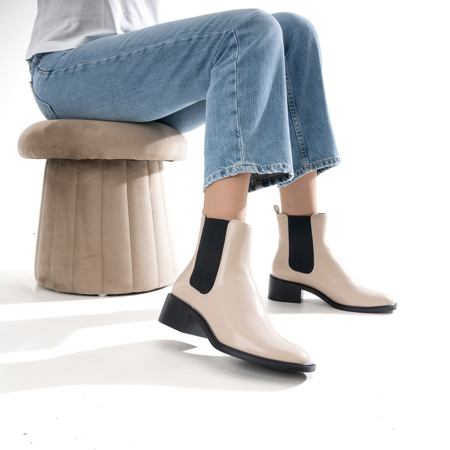 Chelsea boots beige verni