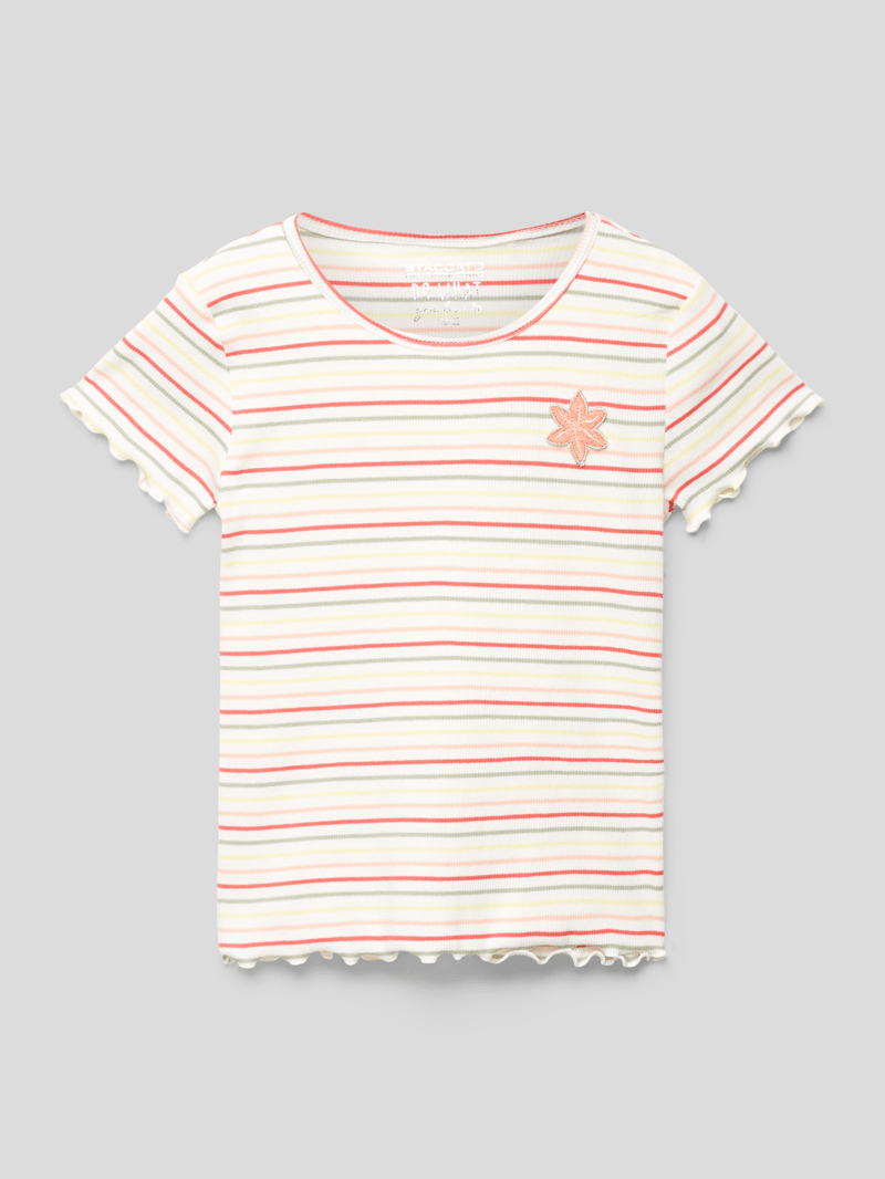 T-Shirt mit Streifenmuster in weiß