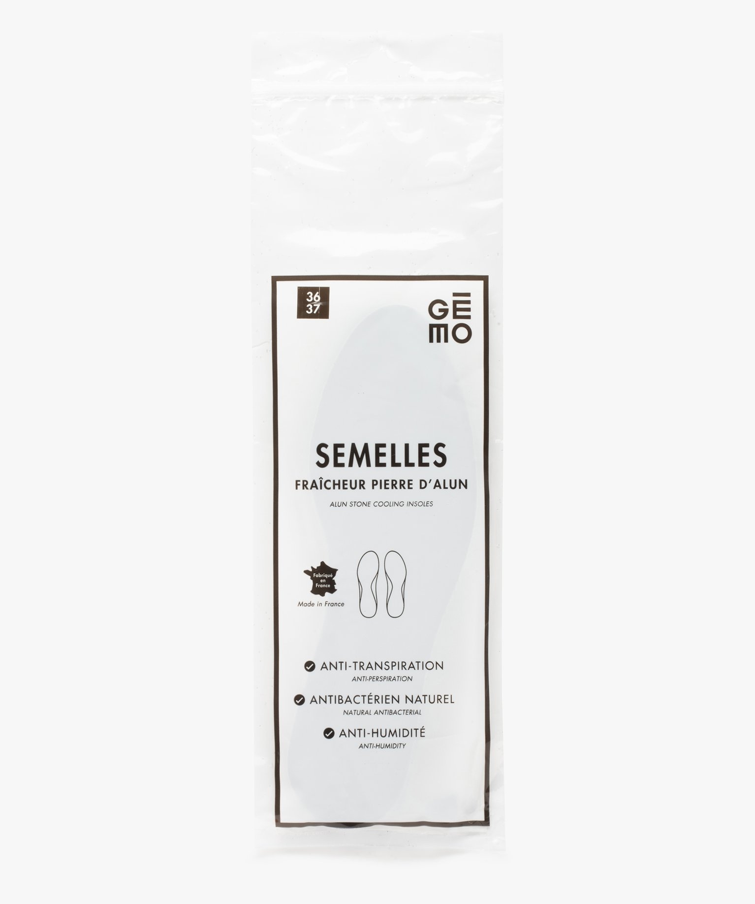 Semelles adultes fracheur Pierre d'Alun - Taille du 36/37 ... gris | GEMO