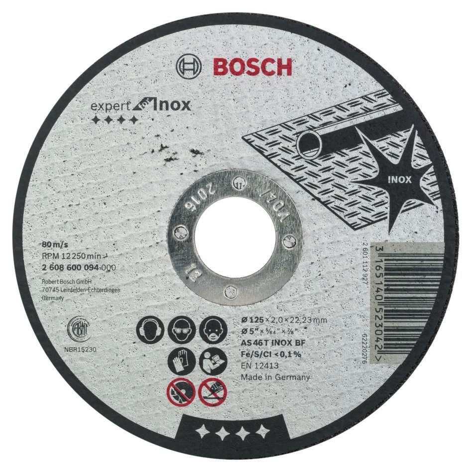 Bosch Blue Accessories 2608600094 Rak kapskiva Expert för rostfritt stål AS 46 T Rostfritt stål BF, 125 mm, 2 mm