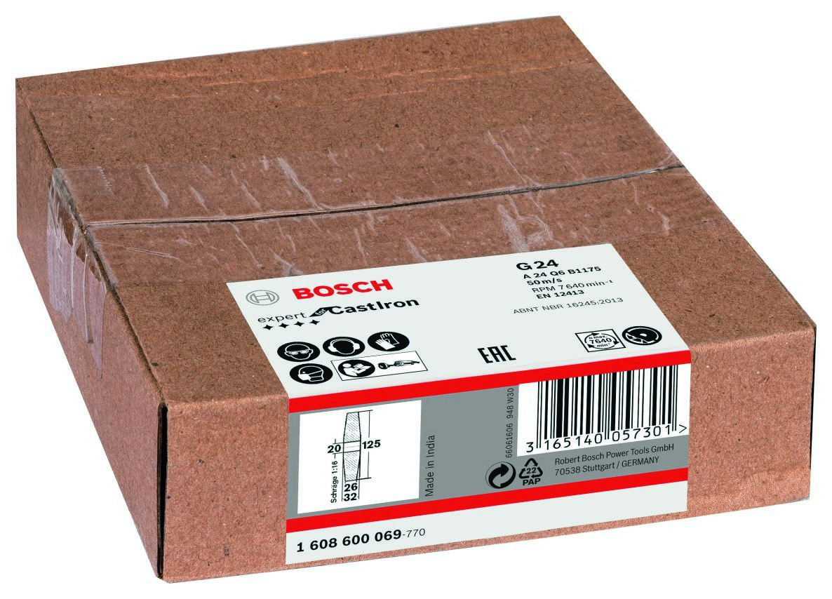Bosch Blue Zubehör 1608600069 Entgratscheibe für Geradschleifer 125 x 20 mm, K24