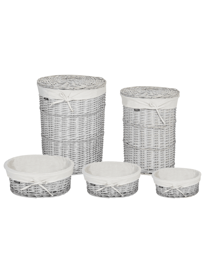 Beliani 1er-Set Wäschekörbe VAKARI in Weiß/Grau günstig kaufen onesize