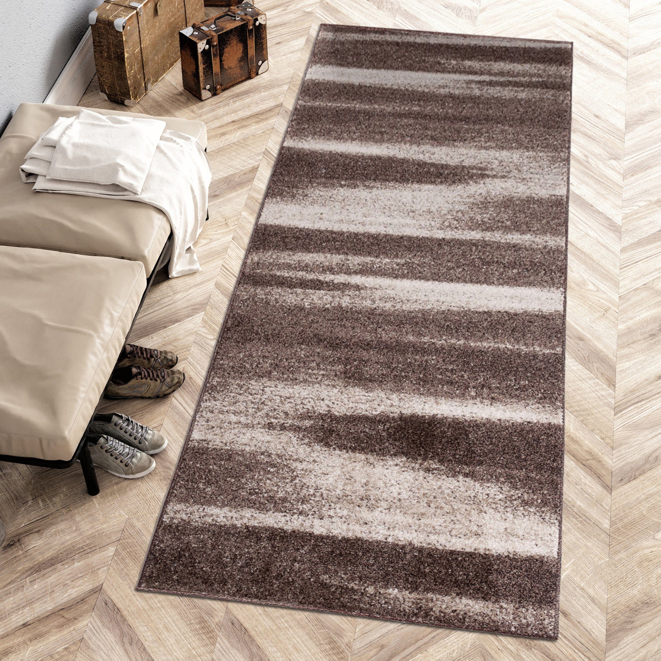 Läufer Läufer Flurläufer Modern für Vorzimmer, Küche - Braun, Mazovia, 60 x 100 cm, Kurzflor, Meterware, Höhe 10 mm, Kurzflor - niedrige Florhöhe