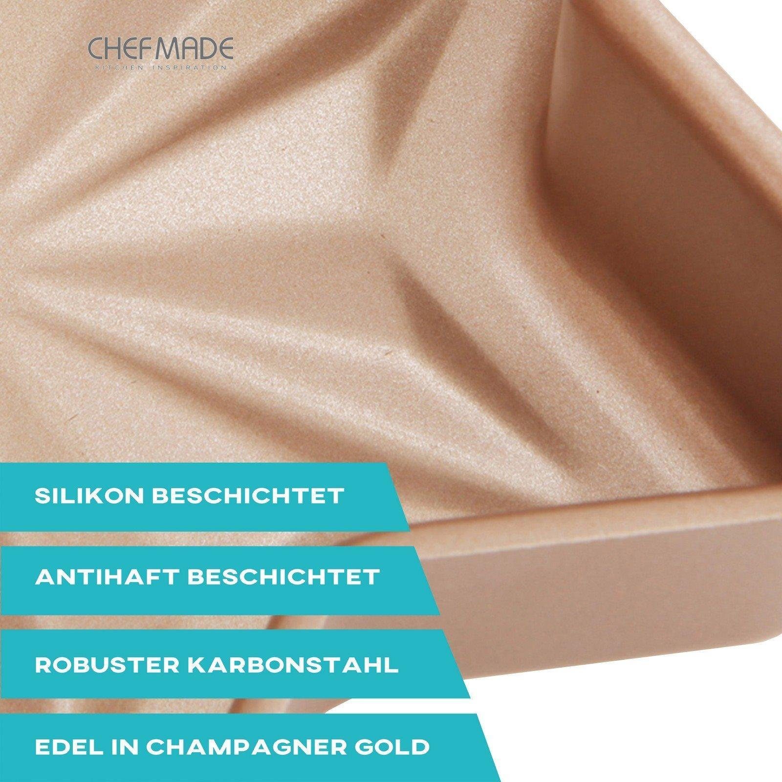 Chefmade Backform Kastenform, (CHEFMADE, 21cm Motivbackform Stern, 202x131x48mm, Champagnergold, antihaft- & silikonbeschichtet, Kuchenform Stern, Motiv-Backform, Backform Weihnachten, Kuchenform Weihnachten 1-tlg), Motiv Kuchen Formen Stern Motiv -
