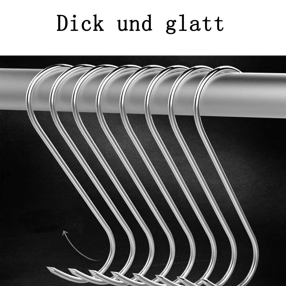 GelldG Wandhaken Fleischhaken aus Edelstahl, S-förmiger Wandhaken