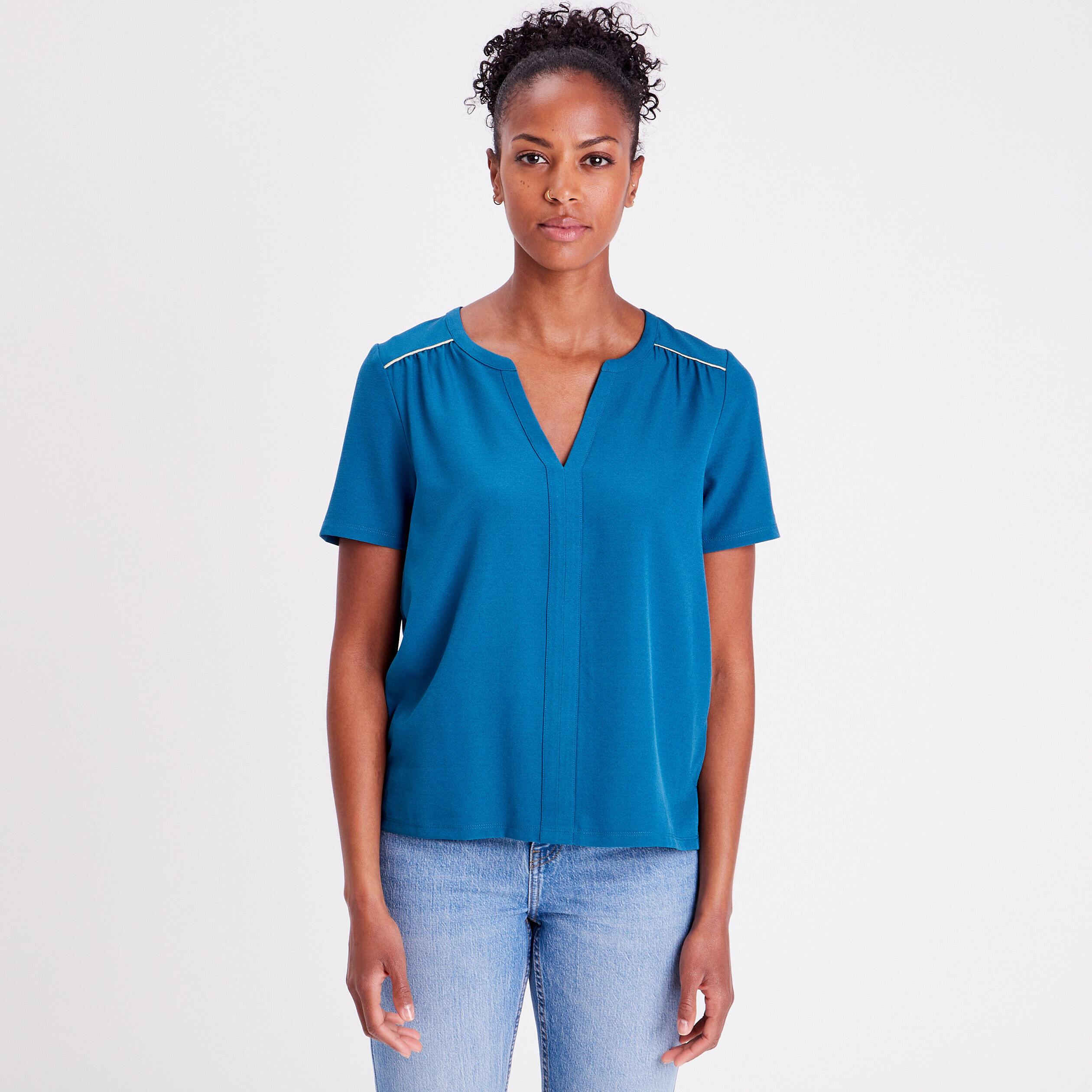T-shirt manches courtes bleu pétrole femme | Cache Cache