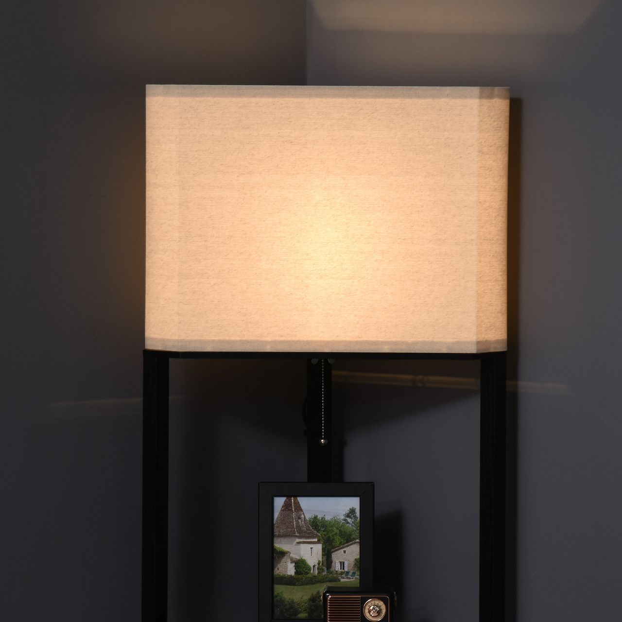 HOMCOM Stehlampe Stehleuchte mit 3 Fächern, 40 W Standlampe mit E27 Fassung Weiß