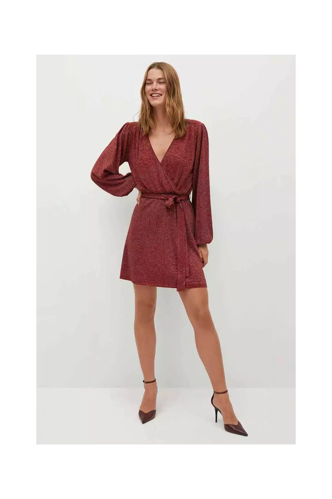 Mango Robes Mi Longues Femme couleur rouge