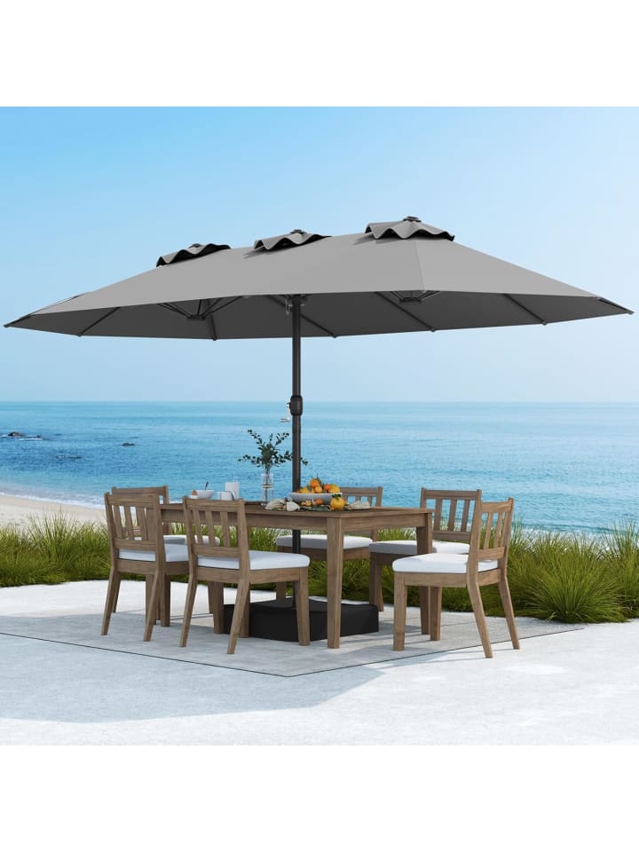 COSTWAY Doppelsonnenschirm mit Ständer 443 x 263 cm in Anthrazit günstig kaufen onesize