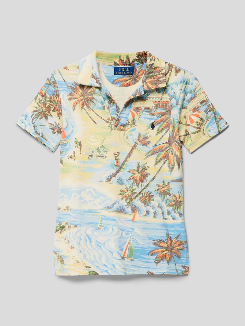 Poloshirt mit Label-Stitching in bleu