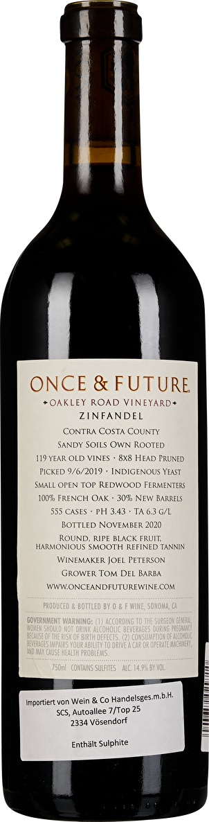 Once & Future Zinfandel Oakley Road Contra Costa County 2019