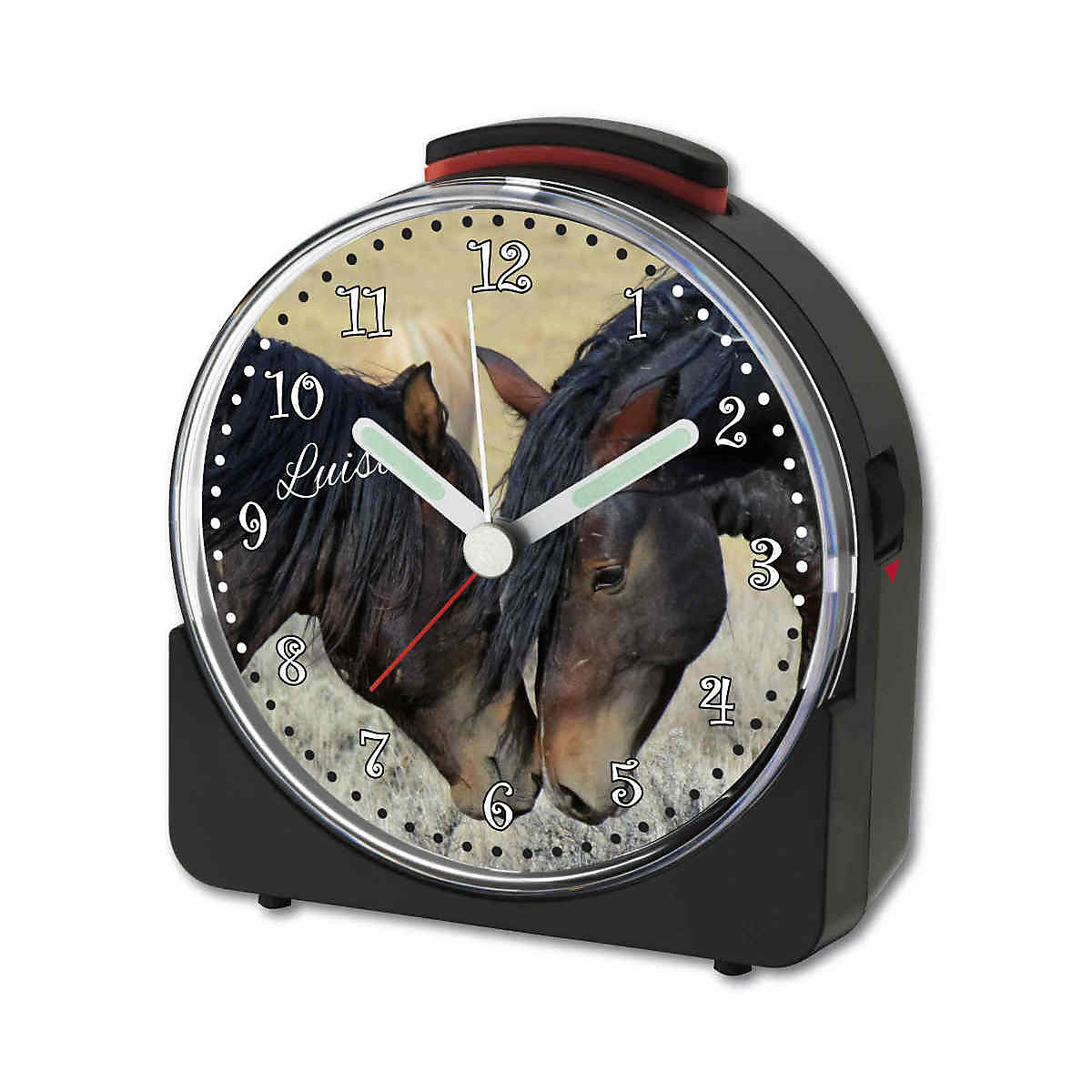 Kinder Funkwecker weiß personalisiert mit Namen Paint Horses