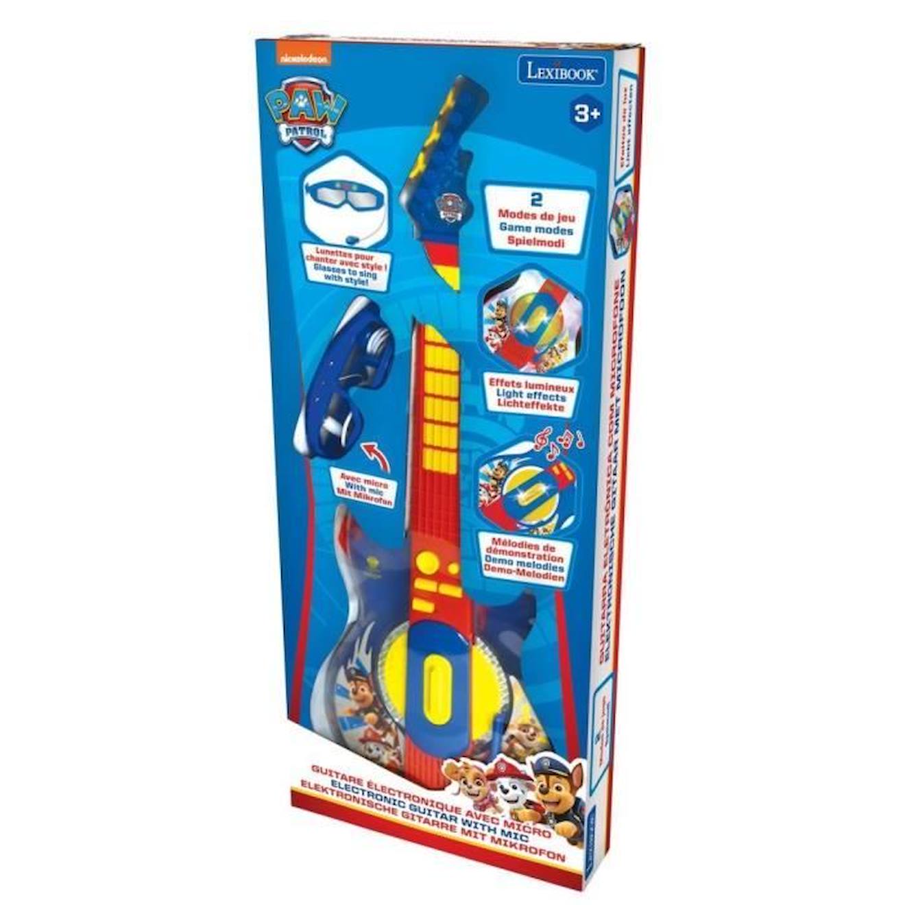 * Une super guitare électronique Pat patrouille et des lunettes avec micro pour découvrir la musique en s'amusant et avec style ! bleu