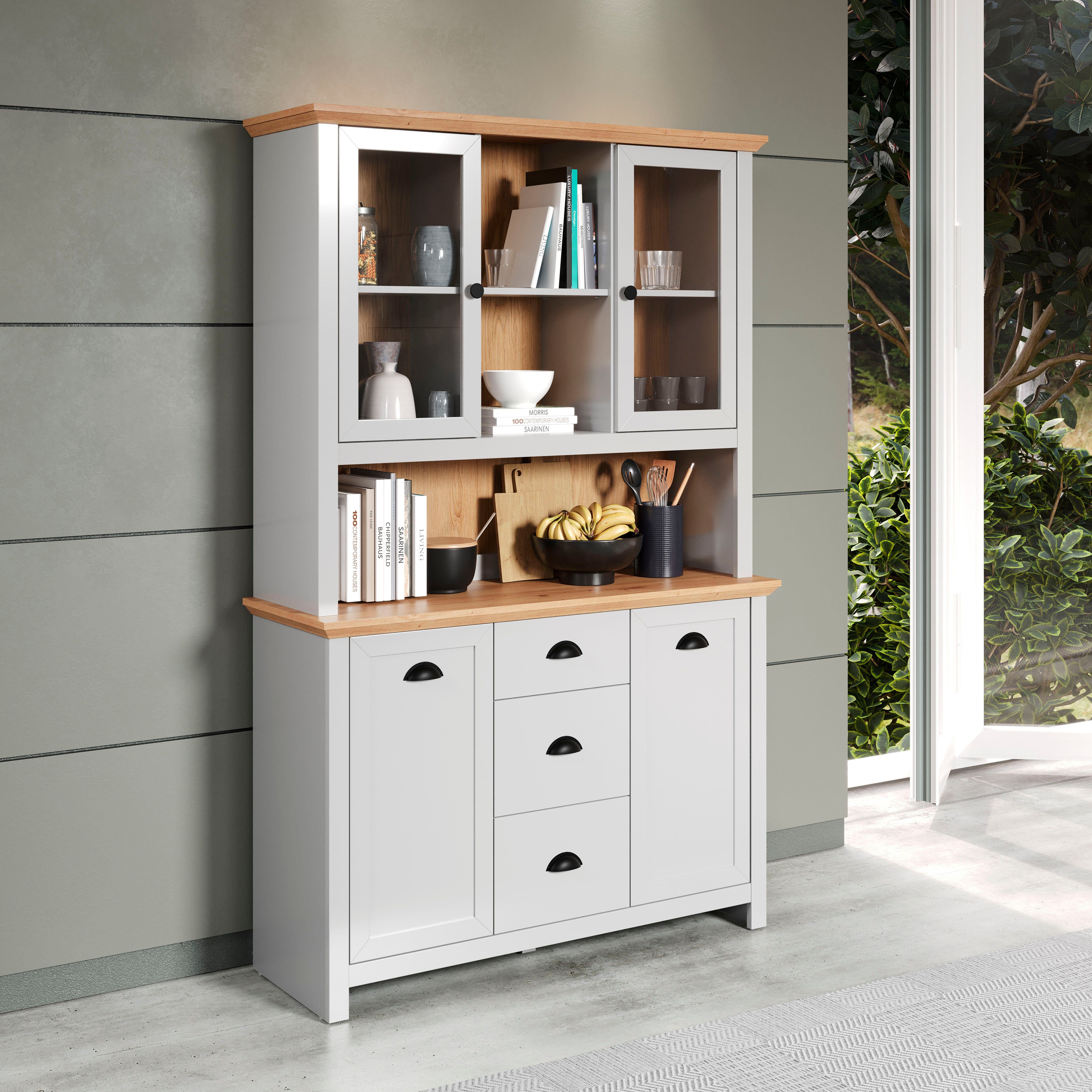 Home affaire Buffet Herzwill Artisan Eiche NB und hellgrau, matt, im Landhaus-Look