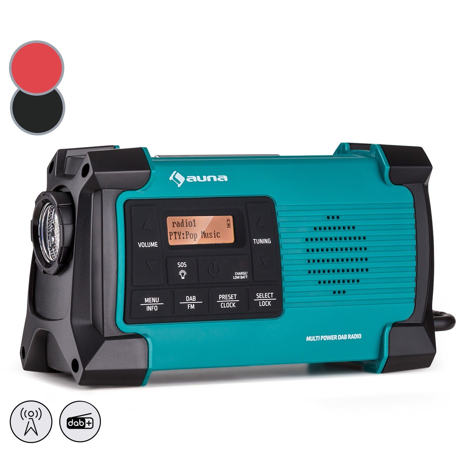 Auna Patagonia DAB+ Radio (DAB / DAB+ und FM-Radio, Outdoor Radio Solar Akku -Aufladung)