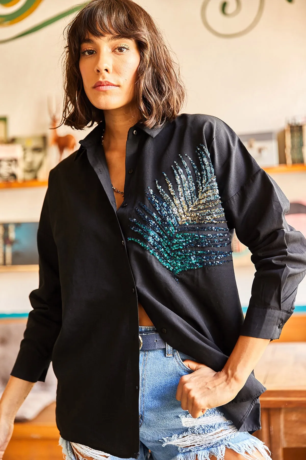 Olalook  Hemd - Schwarz - Oversized