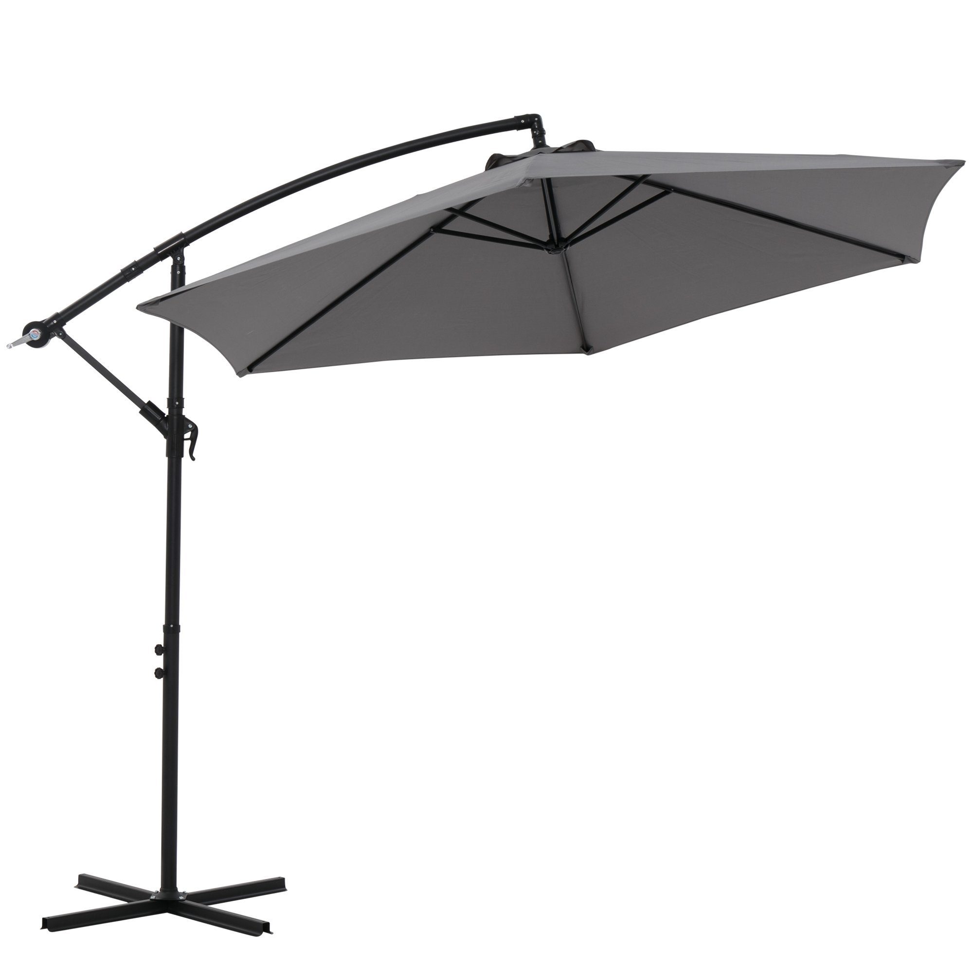 Mucola Sonnenschirm Sonnenschirm Kurbelschirm Ø 350 Ampelschirm LED Gartenschirm Balkon, Stück, Premium-Sonnenschirm, LED-Beleuchtung