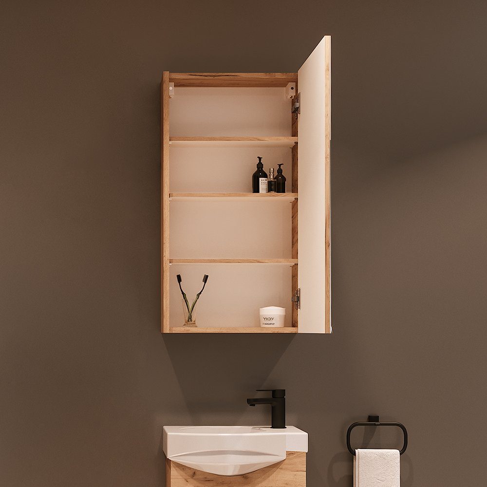 Planetmöbel Badmöbel-Set Waschtischunterschrank mit Spiegelschrank 40cm, (Komplett-Set, 3-St)