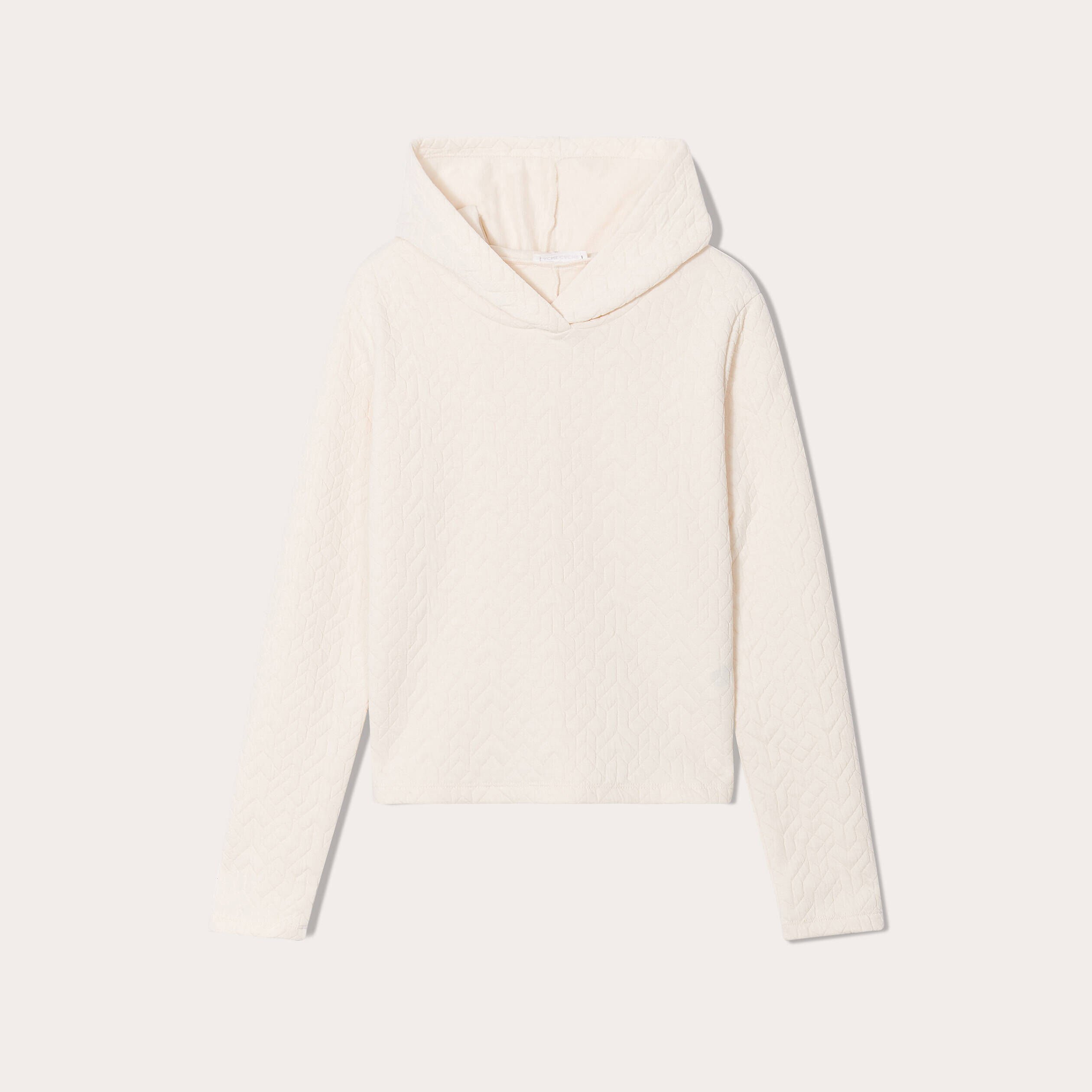 Sweat à capuche matelassé ecru femme | Cache Cache
