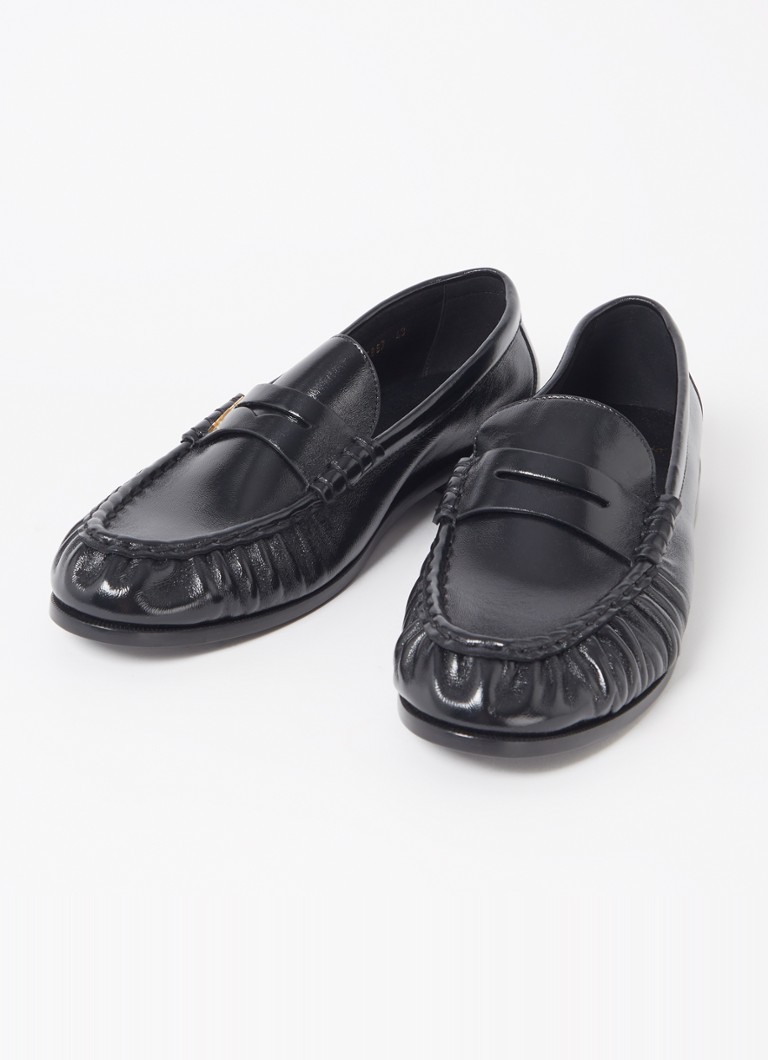 Saint Laurent Le mokasīni no teļādas ar lakotu apdari un logotipu