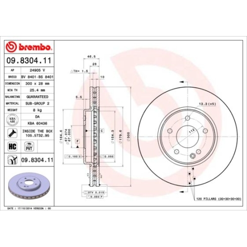 09.8304.11 BREMSSCHEIBE BREMBO VA  VP2 - ATU