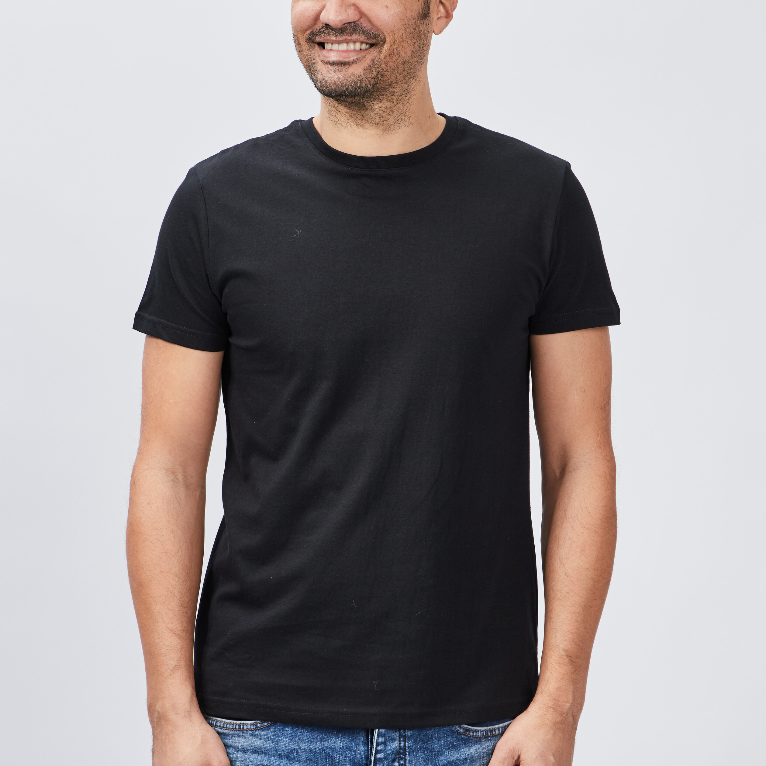 T-shirt en coton manches courtes noir homme | La Halle