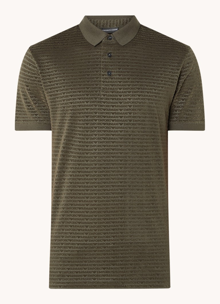 Emporio Armani regulāra piegriezuma polo krekls no liocela maisījuma ar pūkaina logotipa apdruku.