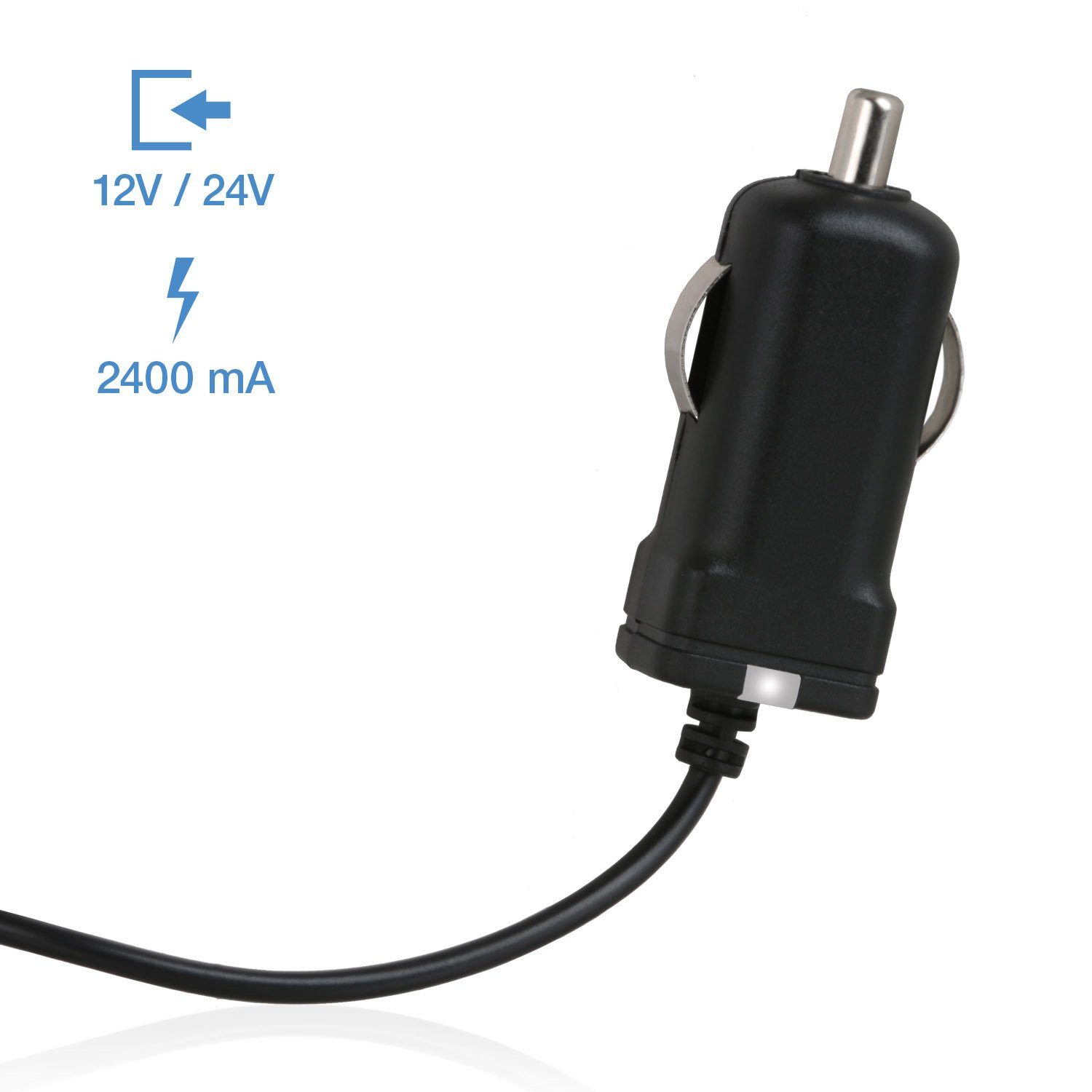 Wicked Chili 1,5m KFZ USB-C Ladekabel für Samsung Sony Huawei Xiaomi Auto-Adapter Zigarettenanzünder-Stecker zu USB-C, 150 cm, LED Licht, KFZ USB Ladegerät mit Typ C Stecker (150cm, 2.4A) kompatib