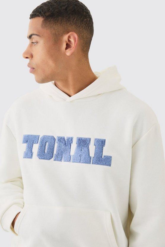 Kastiger Oversize Hoodie mit Borg-Applikation