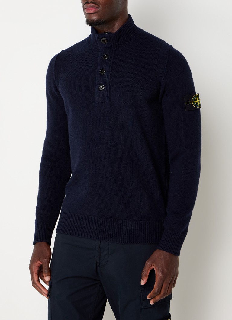 Πουλόβερ Stone Island 81155 από λεπτό πλεκτό μαλλί με λογότυπο