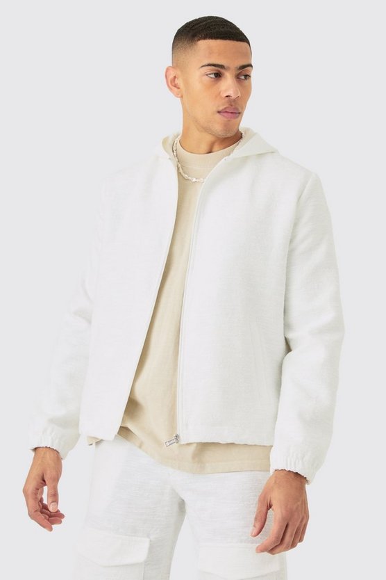Smarte strukturierte Jacquard-Jacke mit Kapuze