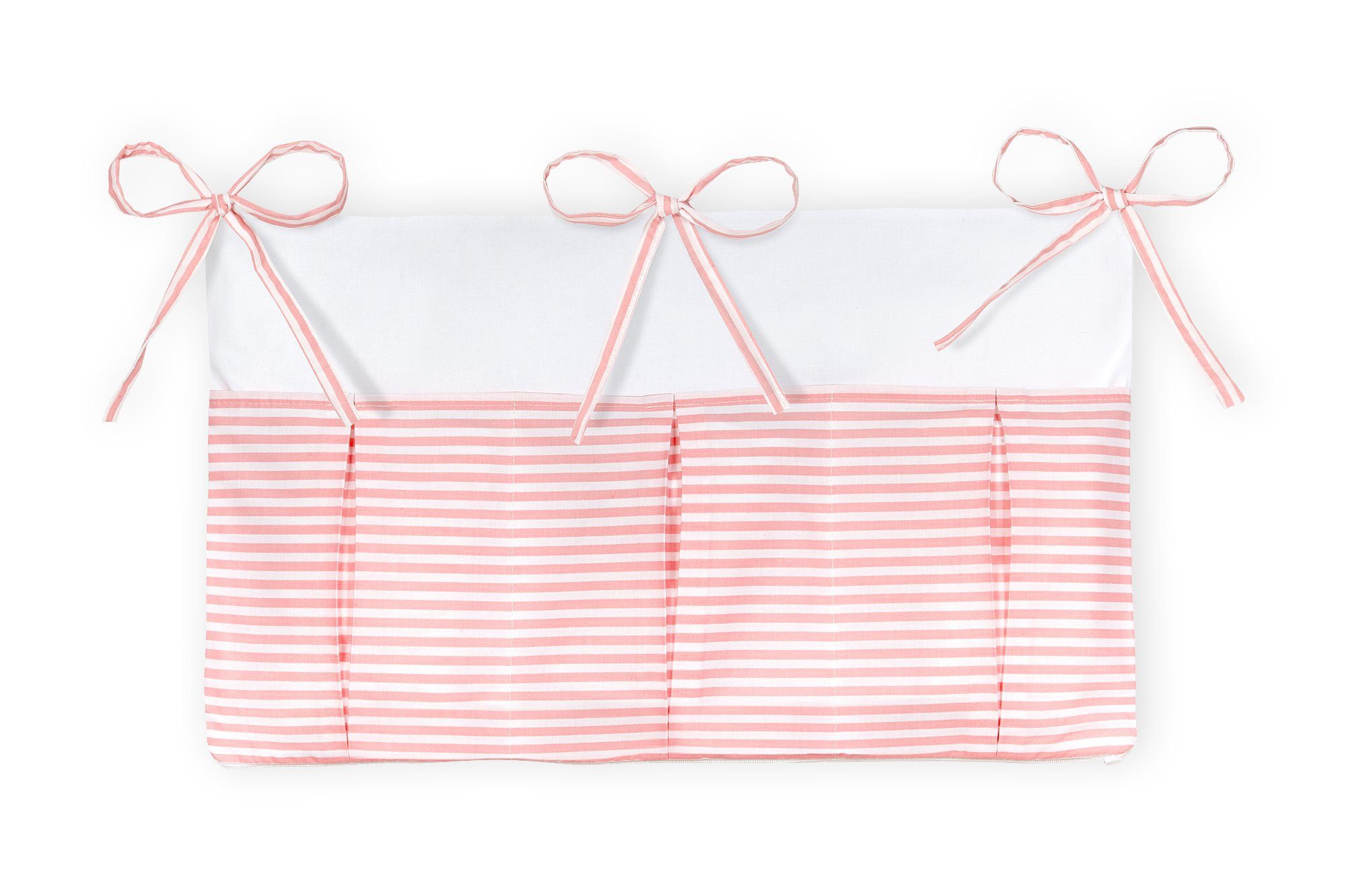 KraftKids Betttasche Streifen rosa, mit drei Fächern, innen mit Polyestervlies versteift