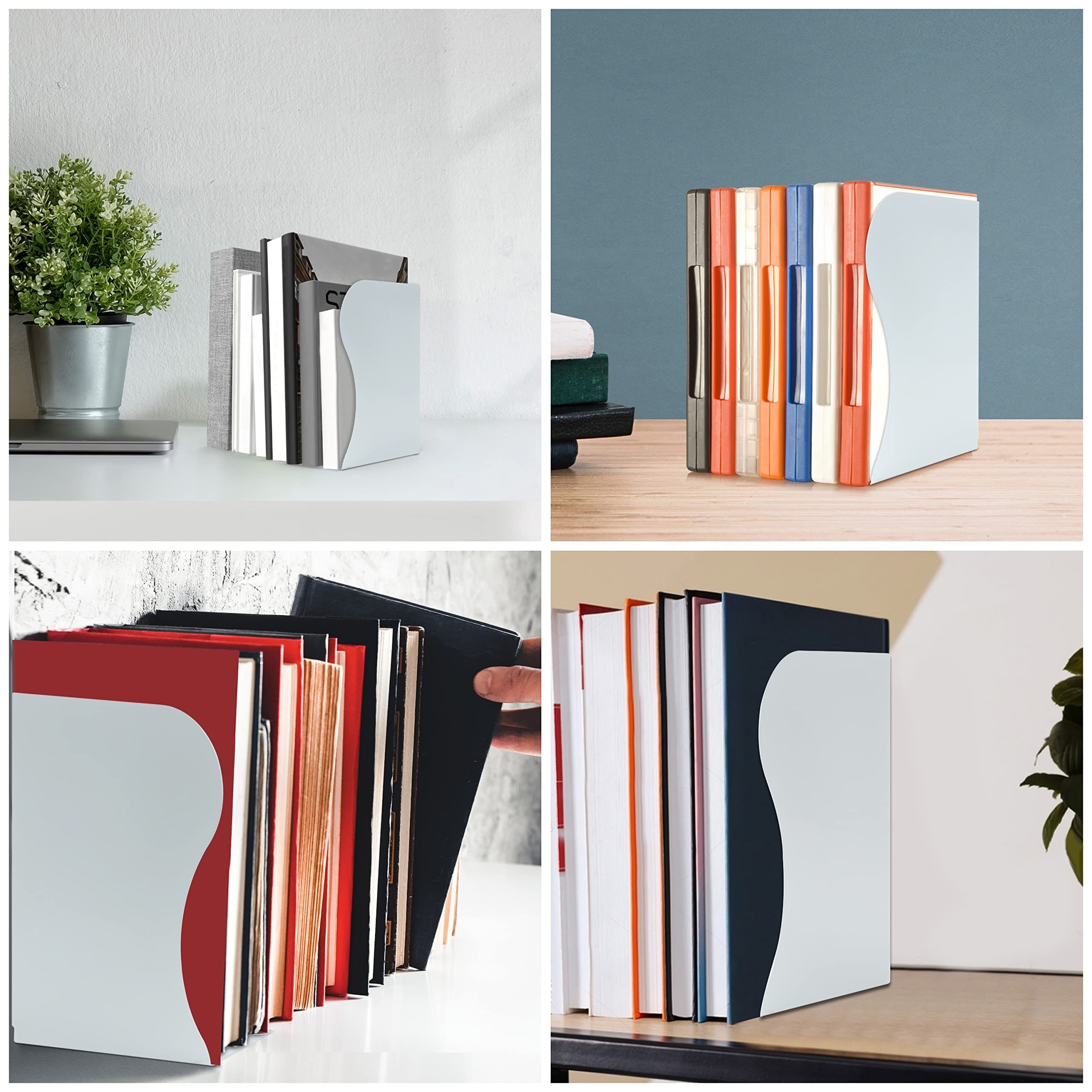 Belle Vous Zeitungsständer Ausziehbare Buchstützen - 41cm Weiß, Extendable Bookends - 41cm White