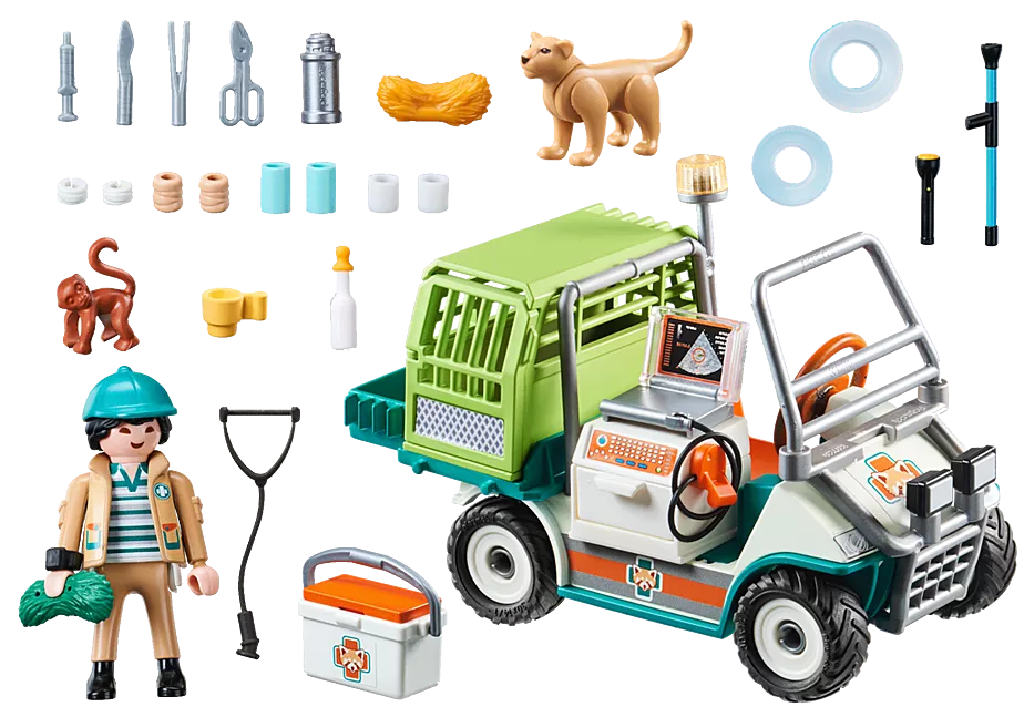 Zoo-Tierarzt mit Fahrzeug