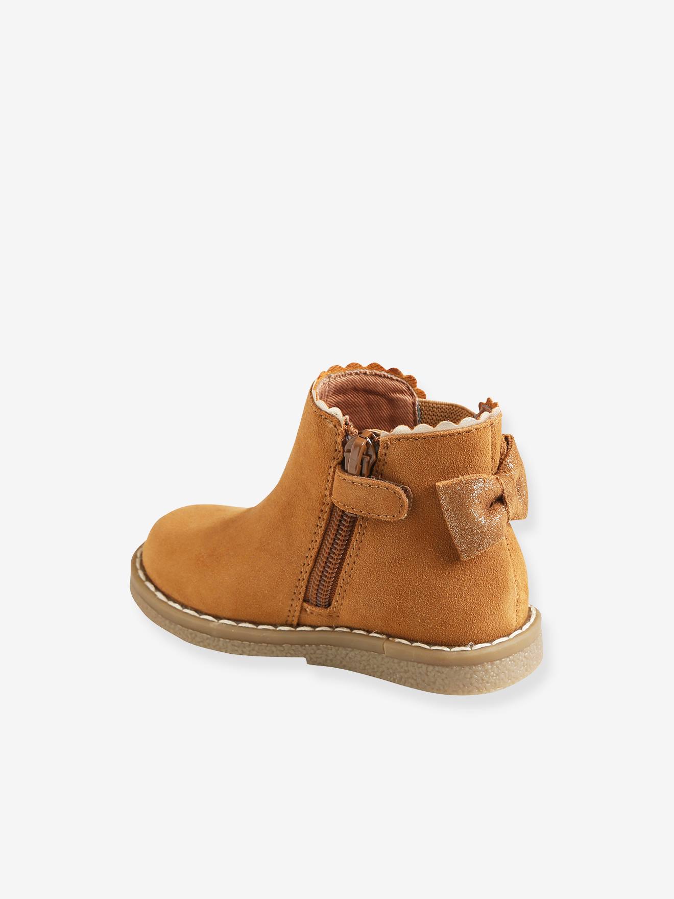 Boots cuir bébé fille élastiqués bleu marine