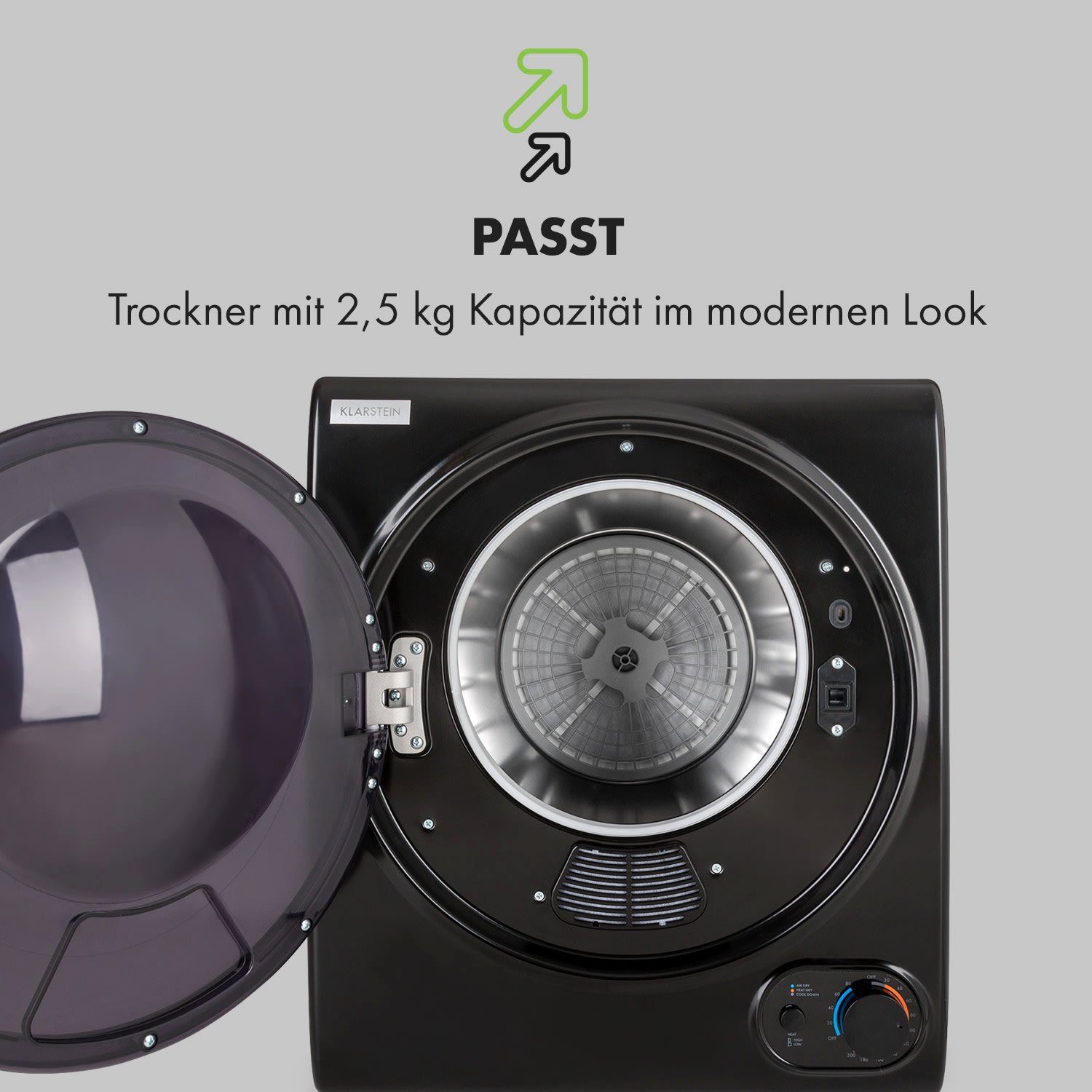 Klarstein Ablufttrockner MNW8-Jet set 2500-BL Jet Set 2500, 2.5 kg