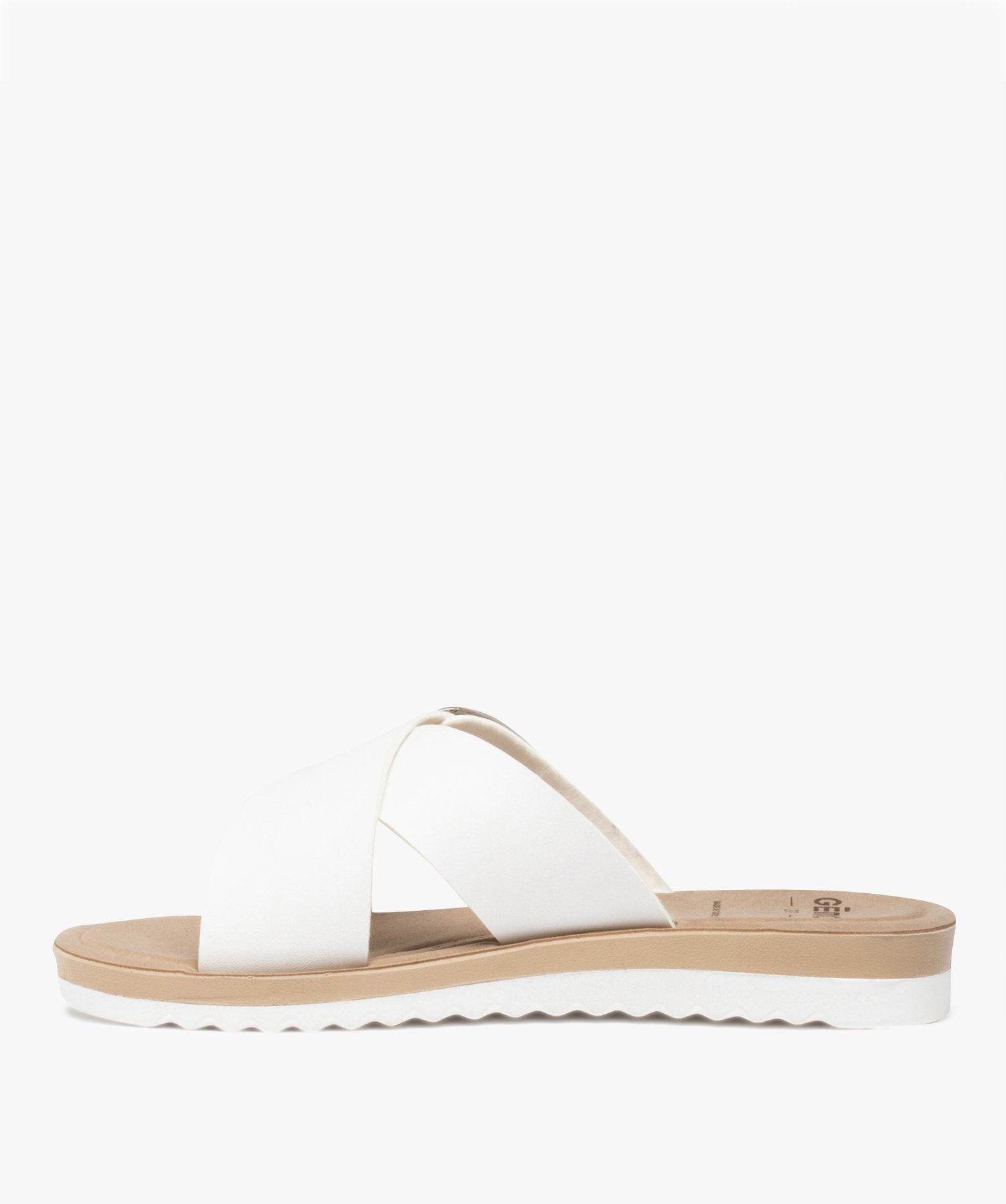 Mules femme plates à brides épaisses et à boucle blanc | GEMO