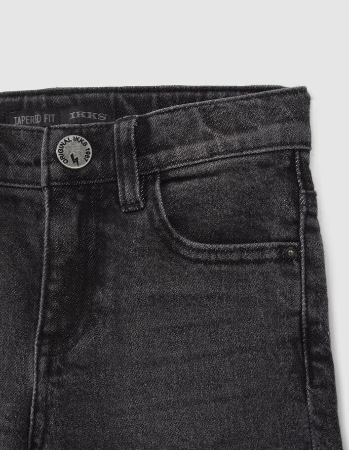 Jean TAPERED gris broderies et usures genoux garçon