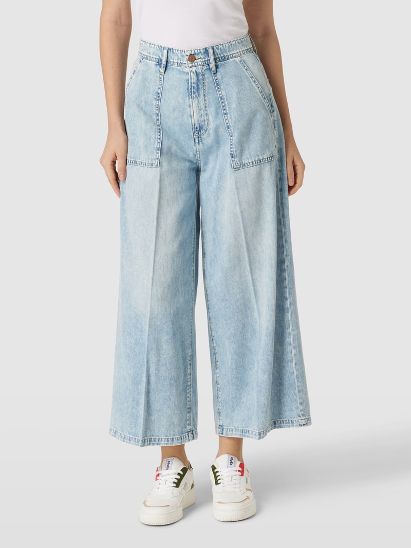 Jeans-Culotte mit Eingrifftaschen in hellblau