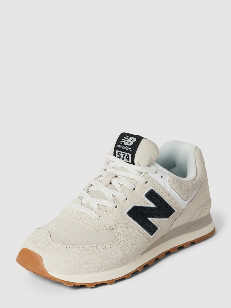 Sneaker mit Kontrastbesatz in beige