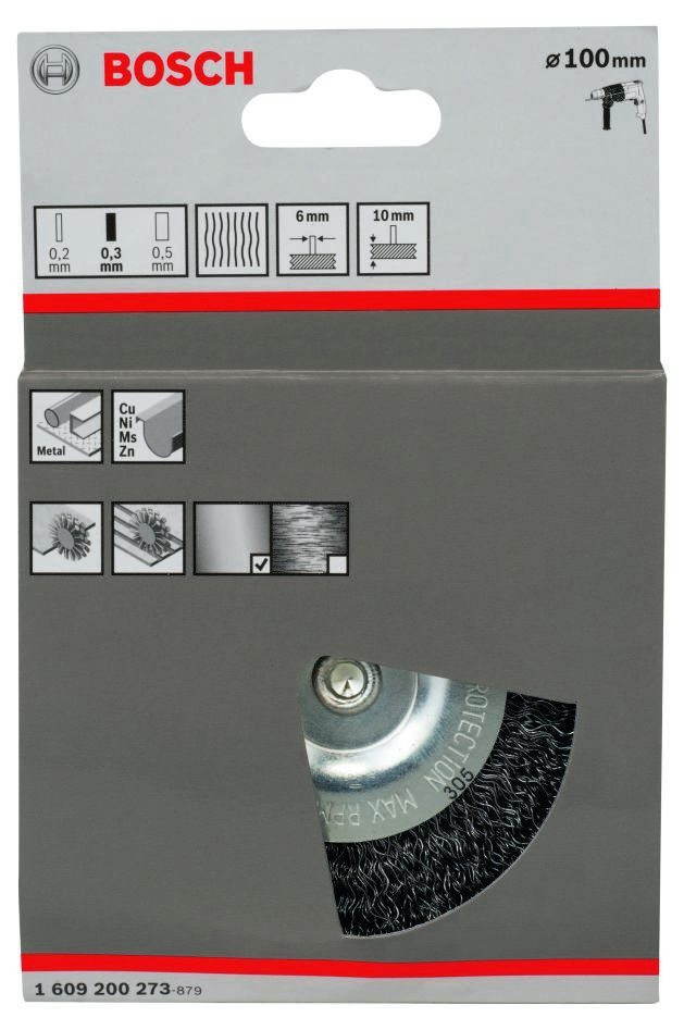 Bosch Blue Accessories 1609200273 Βούρτσα δίσκου 100 mm κυματοειδής στέλεχος 6 mm