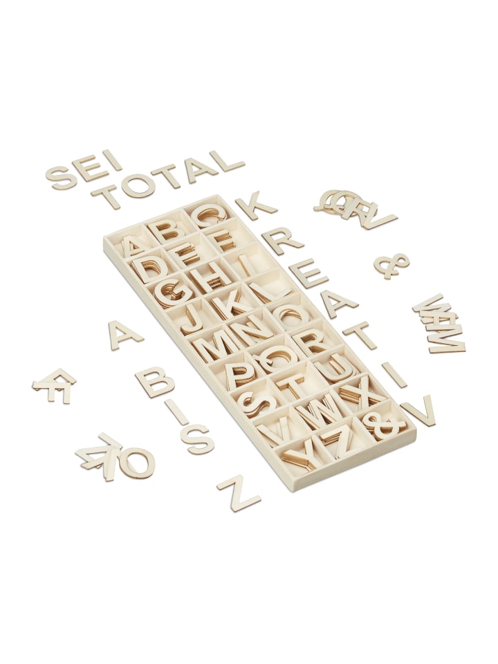 relaxdays 162 tlg. Holzbuchstaben Set in Natur günstig kaufen onesize