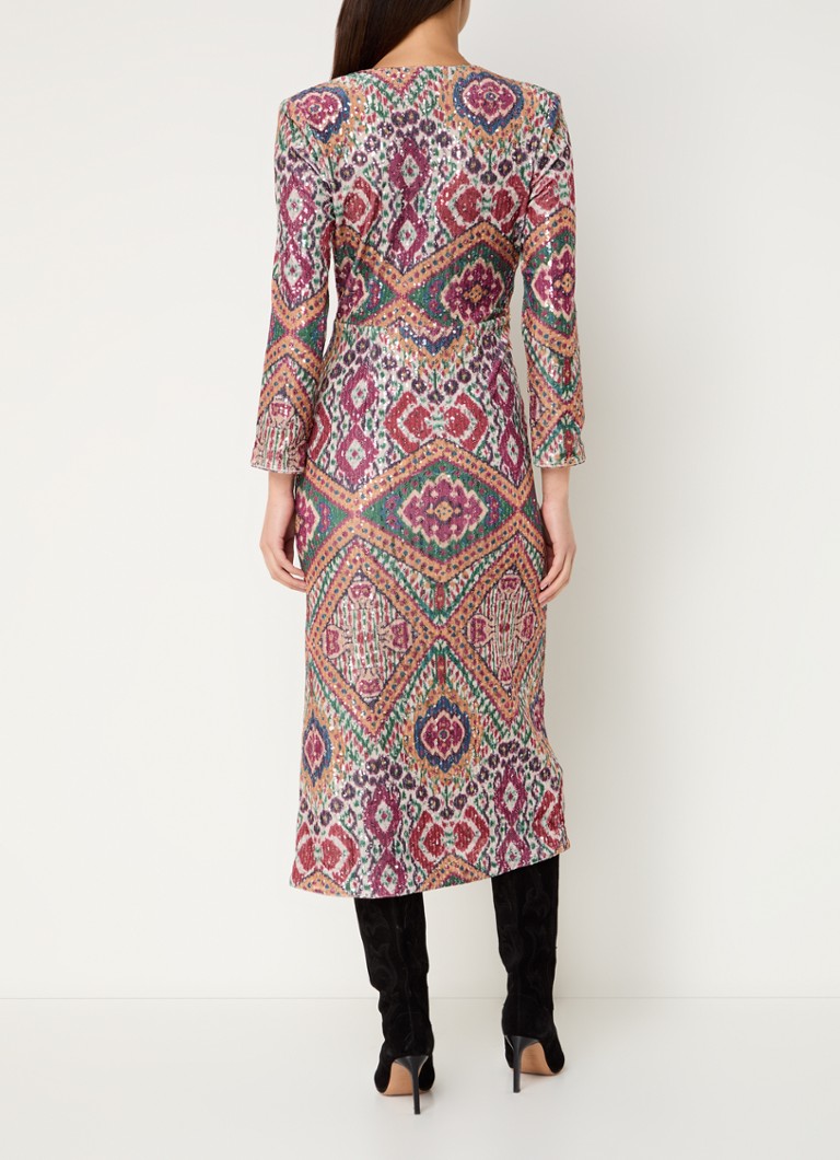 Rochie tunică midi Tatiana din catifea de la ba&sh, cu model și paiete.