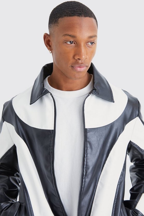 Colorblock Moto PU-Jacke