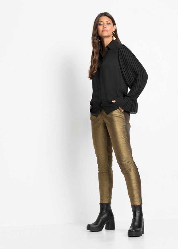 Bluse mit Plissee-Ärmeln