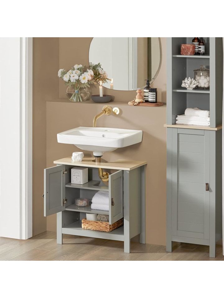 SoBuy Waschbeckenunterschrank in Hellgrau - (B)60 x (H)60 x (T)30cm günstig kaufen onesize