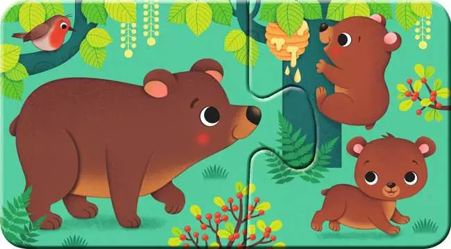 Kinderpuzzle ab 2 Jahren - Tiere und ihre Kinder - 2 Teile