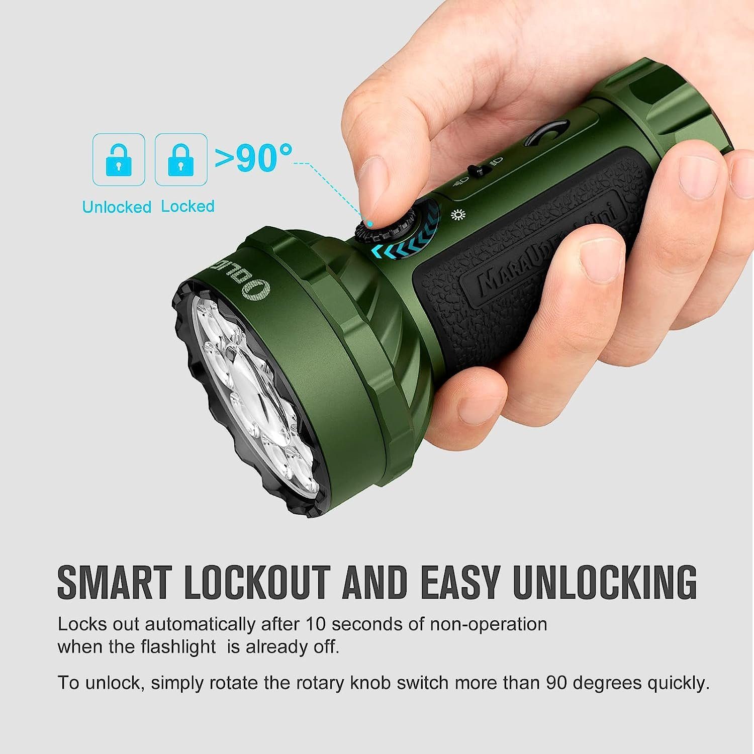 OLIGHT LED Taschenlampe Olight Marauder Mini Leistungsstarke Taschenlampe, 7000 Lumen 600 Meter, Wiederaufladbar, mit Strahler und Flutlich