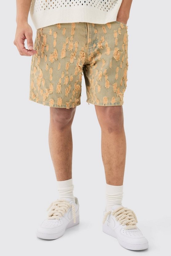 Lockere Jeansshorts mit Rissen