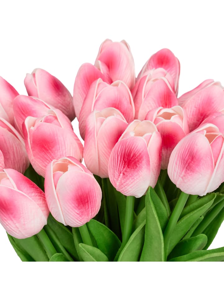 relaxdays 24 x Kunsttulpe in Rosa/ Grün günstig kaufen onesize